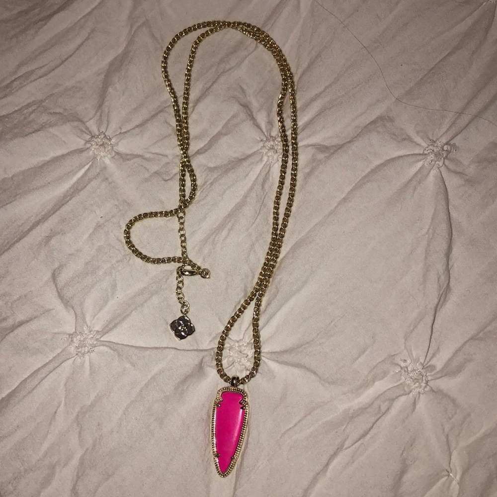 Kendra Scott Long Hot Pink Arrow Necklace